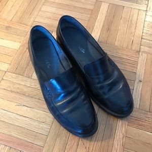 Black leather loafers